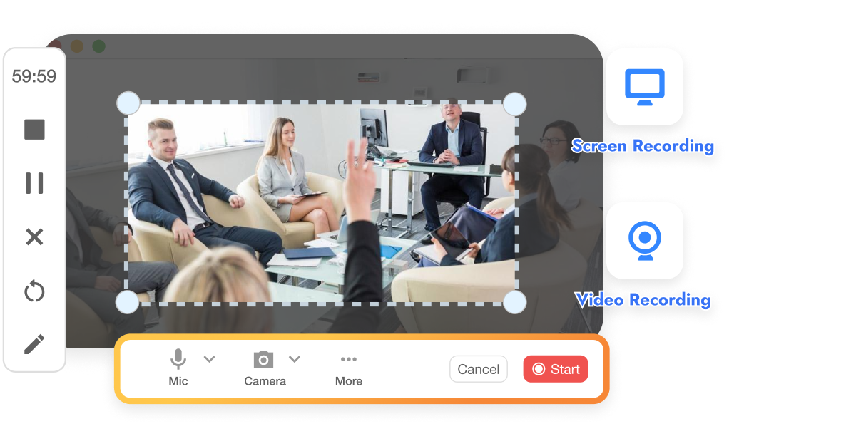 Visla's Powerful Screen Recording feature displayed on a tablet, perfect for Corporate Learning Teams to capture tutorials and on-screen processes.